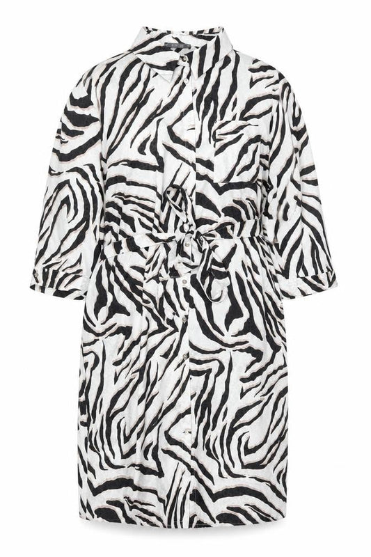 Front view of Dunnes Women’s Zebra Print Wrap Dress XL Sleeveless V-Neck