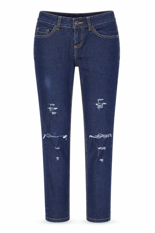 Front view of C&A Women’s Blue Distressed Skinny Denim Jeans, size UK 8