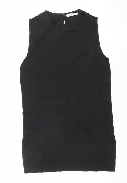 Womens UK Size XS Mango Black Basic Blouse