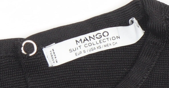 Womens UK Size XS Mango Black Basic Blouse