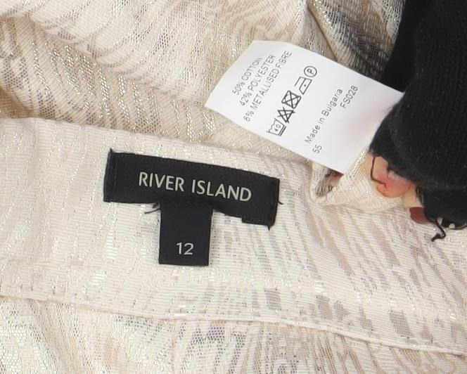 Womens UK Size 12 River Island Straight & Pencil Jacquard Skirt