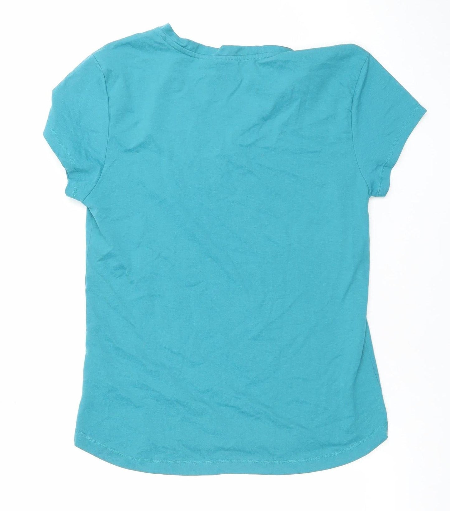 LA Gear Women's Blue V-Neck Short Sleeve Cotton Blend T-Shirt Size 12