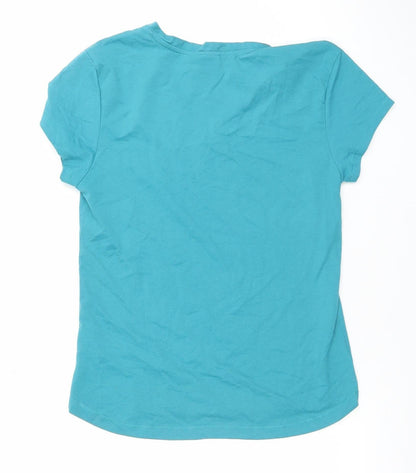 LA Gear Women's Blue V-Neck Short Sleeve Cotton Blend T-Shirt Size 12