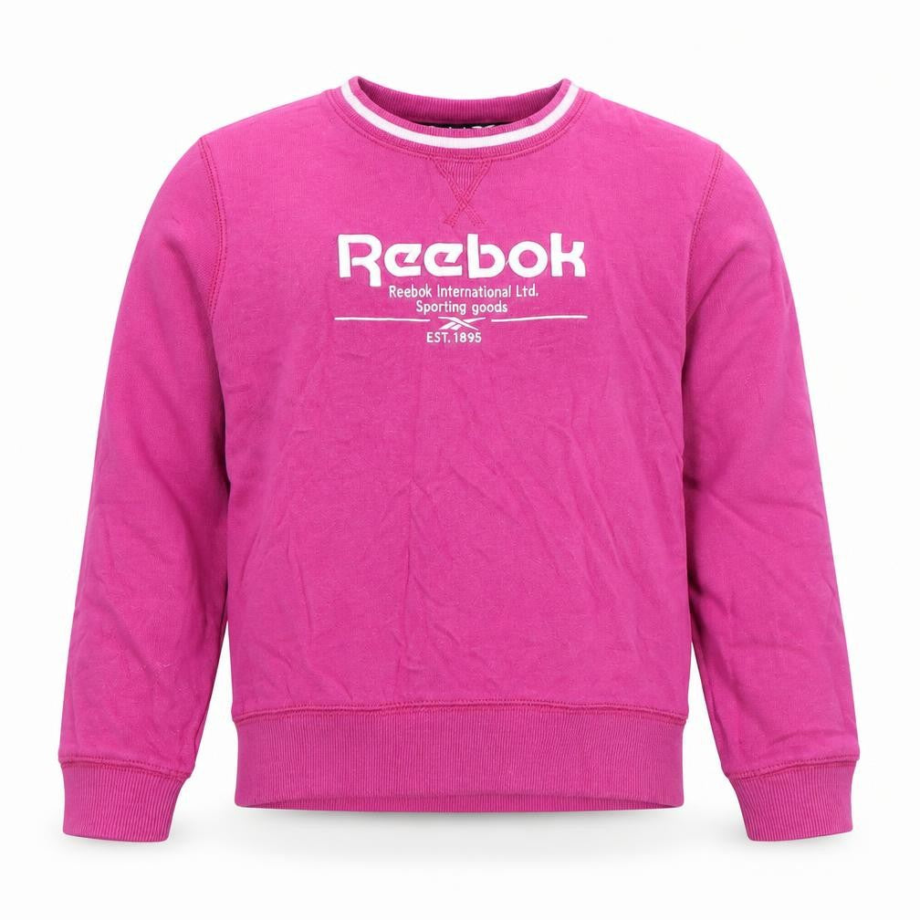 Reebok Girls Pink Logo Crew Neck Sweatshirt 8-9 Years Pullover Top