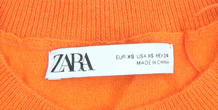 Womens UK Size XS Zara Orange Pullover Jumper