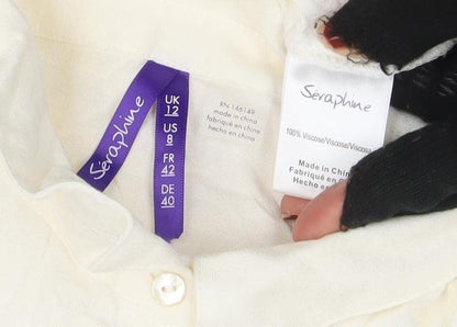 Womens UK Size 12 Seraphine Ivory Tunic Blouse