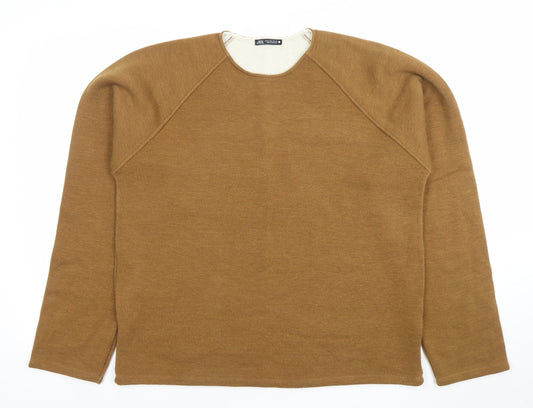 Womens UK Size M Zara Brown Pullover Jumper