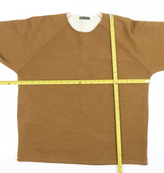 Womens UK Size M Zara Brown Pullover Jumper