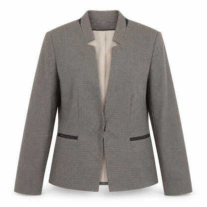 H&M Women Brown Houndstooth Slim Fit Lined Blazer Size 8