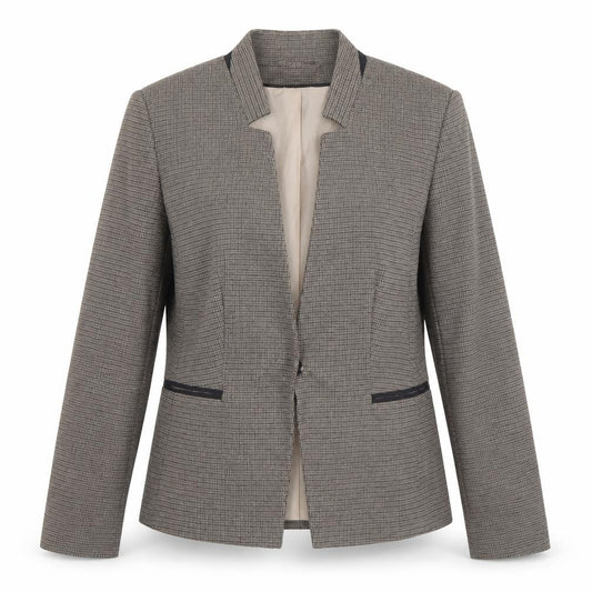 H&M Women Brown Houndstooth Slim Fit Lined Blazer Size 8
