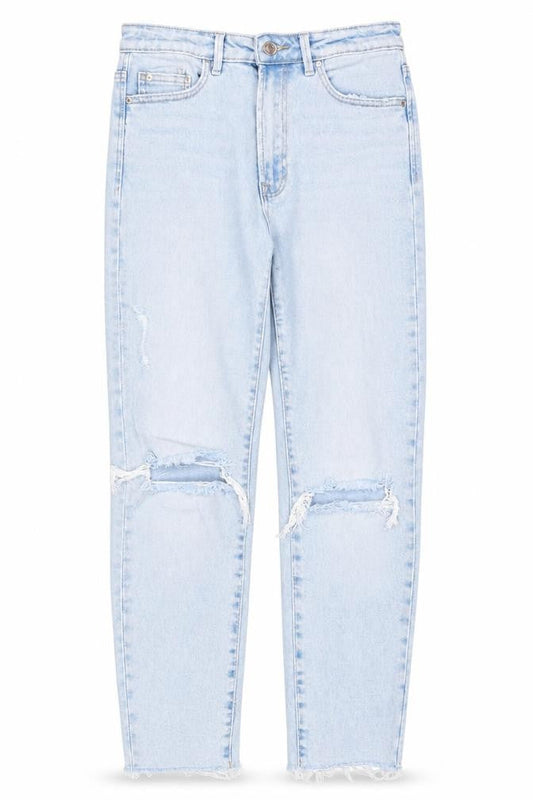 Womens UK Size 8 Stradivarius Slim Fit Mom Blue Jeans