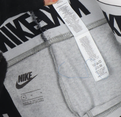 Nike Women Grey M Leggings Elastic Waist Logo Tapered Activewear