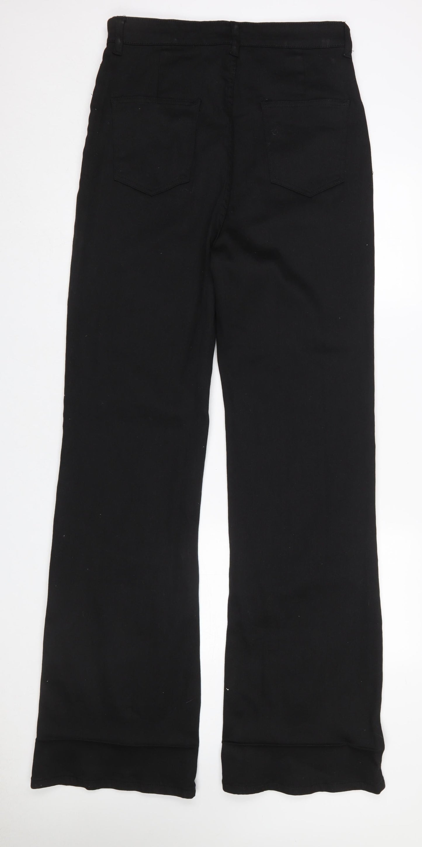 Boohoo Women’s Black Cotton Blend Stretch Straight Trousers UK14