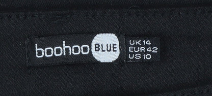 Boohoo Women’s Black Cotton Blend Stretch Straight Trousers UK14