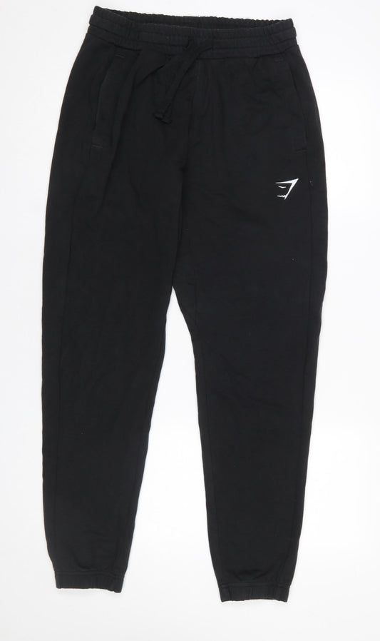Womens UK Size S Gymshark Regular Fit Jogger Black Trousers