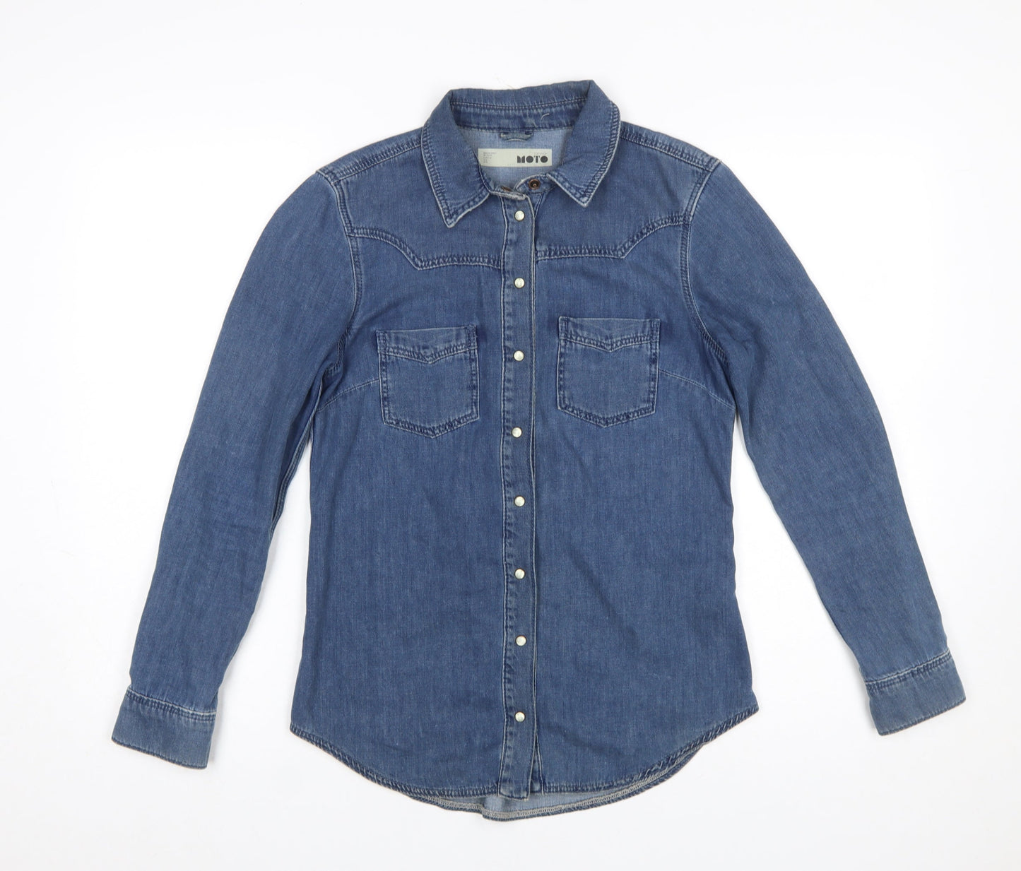 Womens UK Size 8 Topshop Blue Classic Button-Up