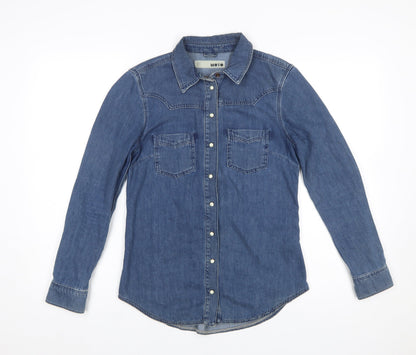 Womens UK Size 8 Topshop Blue Classic Button-Up