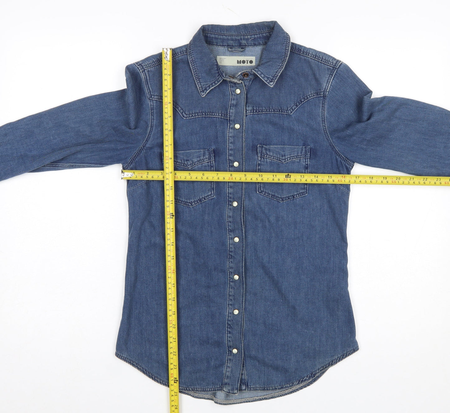 Womens UK Size 8 Topshop Blue Classic Button-Up