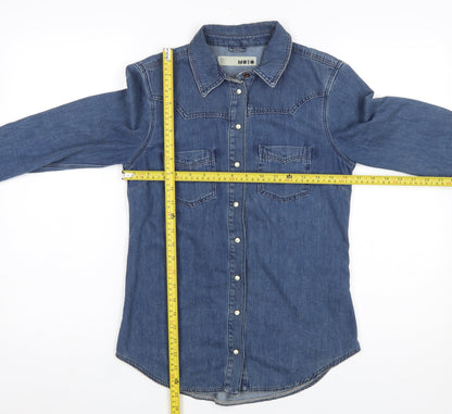 Womens UK Size 8 Topshop Blue Classic Button-Up