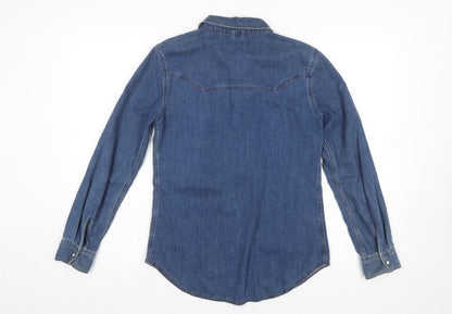 Womens UK Size 8 Topshop Blue Classic Button-Up