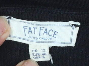 Womens UK Size 12 Fat Face Black Tunic Blouse