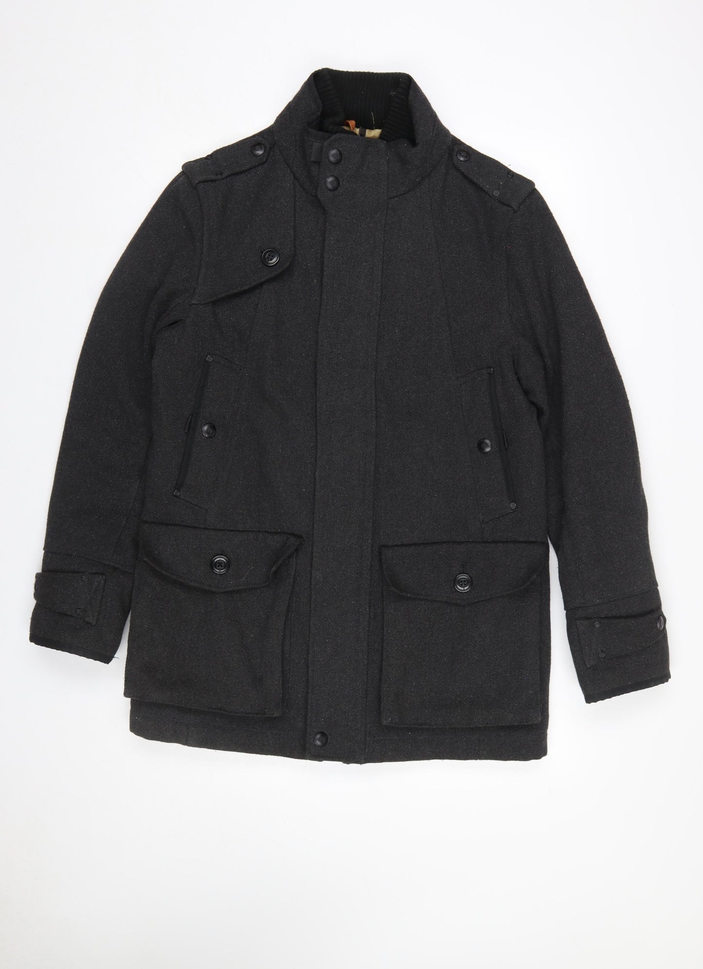 Mens UK Size M F.F.P. Black Military Jacket