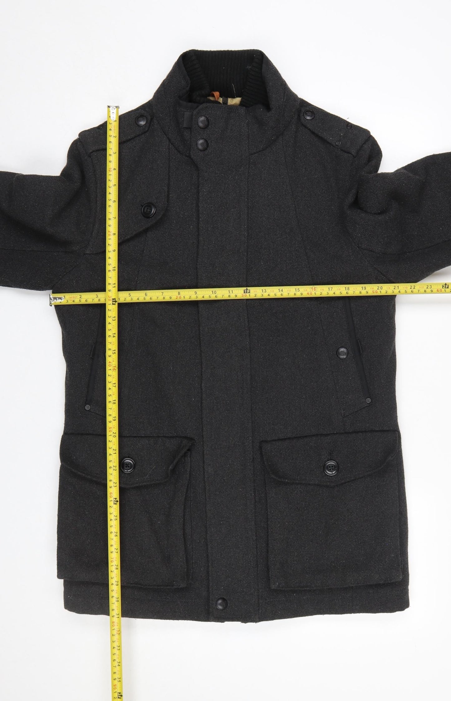 Mens UK Size M F.F.P. Black Military Jacket