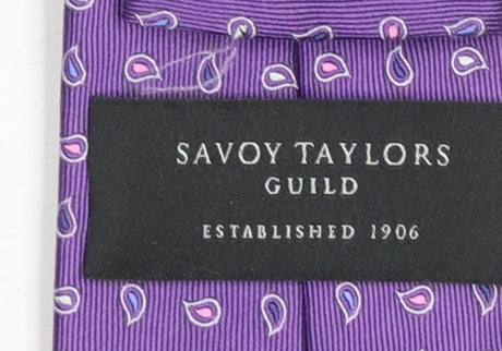 Mens Savoy Taylors Guild Purple Paisley 100% Silk Designer Tie