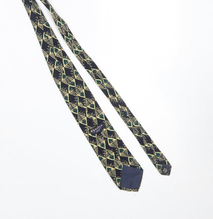 Mens Charles of London Blue Geometric 100% Polyester Slim Tie