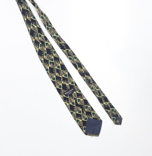 Mens Charles of London Blue Geometric 100% Polyester Slim Tie