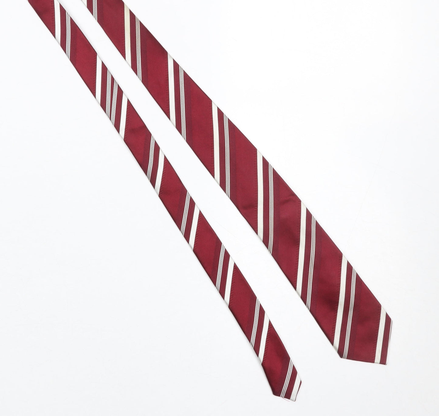 Mens Pierre Cardin Red Striped 100% Silk Designer Tie