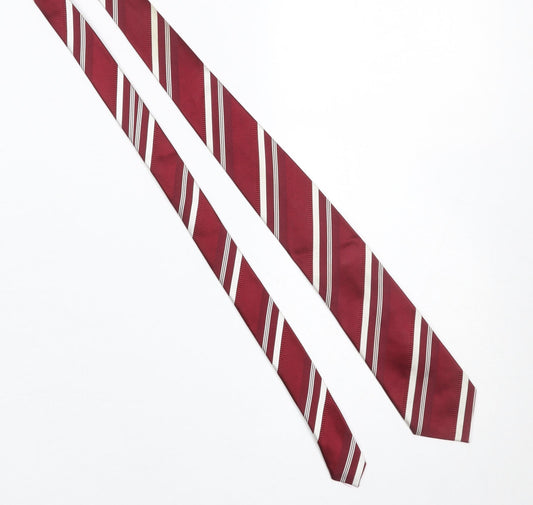 Mens Pierre Cardin Red Striped 100% Silk Designer Tie