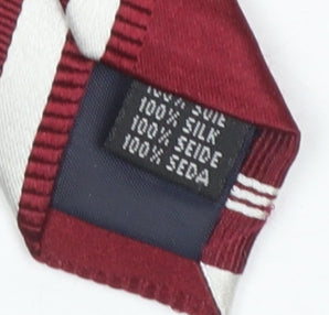 Mens Pierre Cardin Red Striped 100% Silk Designer Tie