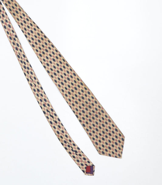 Mens Burton Beige Geometric 100% Silk Designer Tie