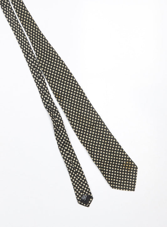 Mens HUGO BOSS Black Geometric 100% Silk Designer Tie