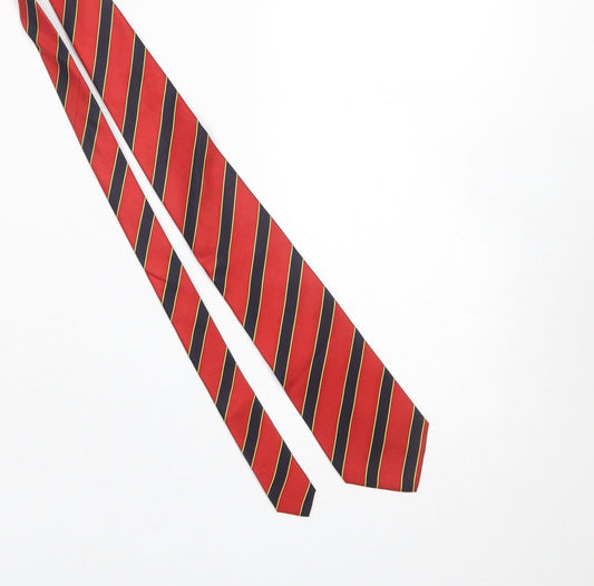 Mens Carlo Colombo Red Striped 100% Silk Designer Tie