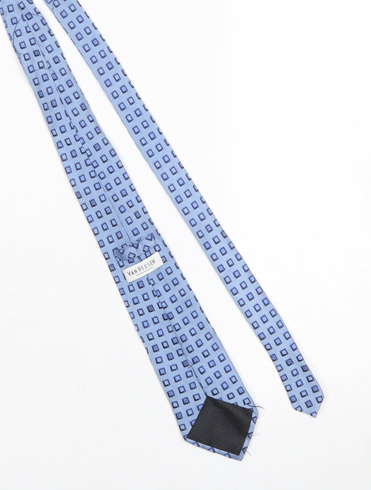 Mens Van Heusen Blue Geometric 100% Silk  Tie