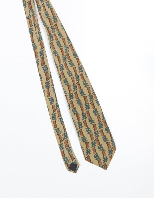 Mens Gosun Beige Animal Print 100% Silk Pointed Tie