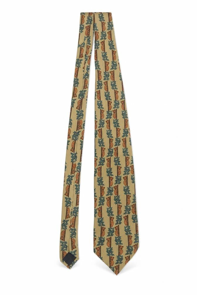 Mens Gosun Beige Animal Print 100% Silk Pointed Tie