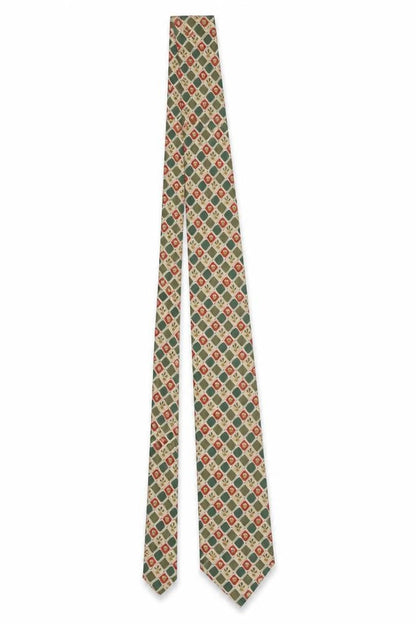 Mens Berkertex Green Geometric 100% Silk Designer Tie