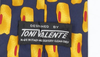 Mens Toni Valente Multicoloured Geometric 100% Silk Pointed Tie