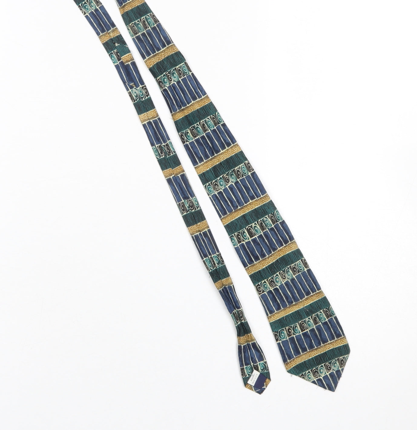 Mens Burton Menswear Blue Geometric 100% Polyester Pointed Tie