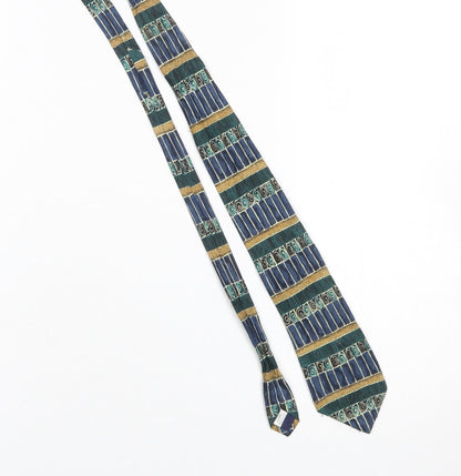 Mens Burton Menswear Blue Geometric 100% Polyester Pointed Tie