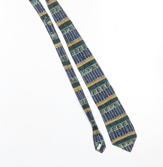 Mens Burton Menswear Blue Geometric 100% Polyester Pointed Tie