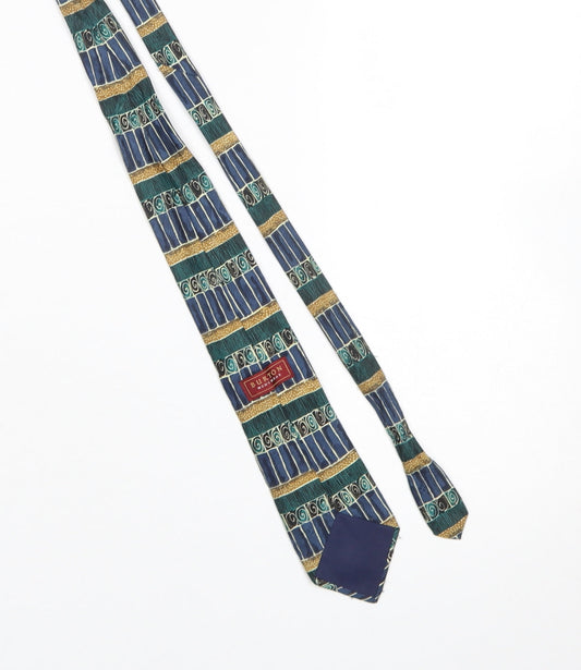 Mens Burton Menswear Blue Geometric 100% Polyester Pointed Tie