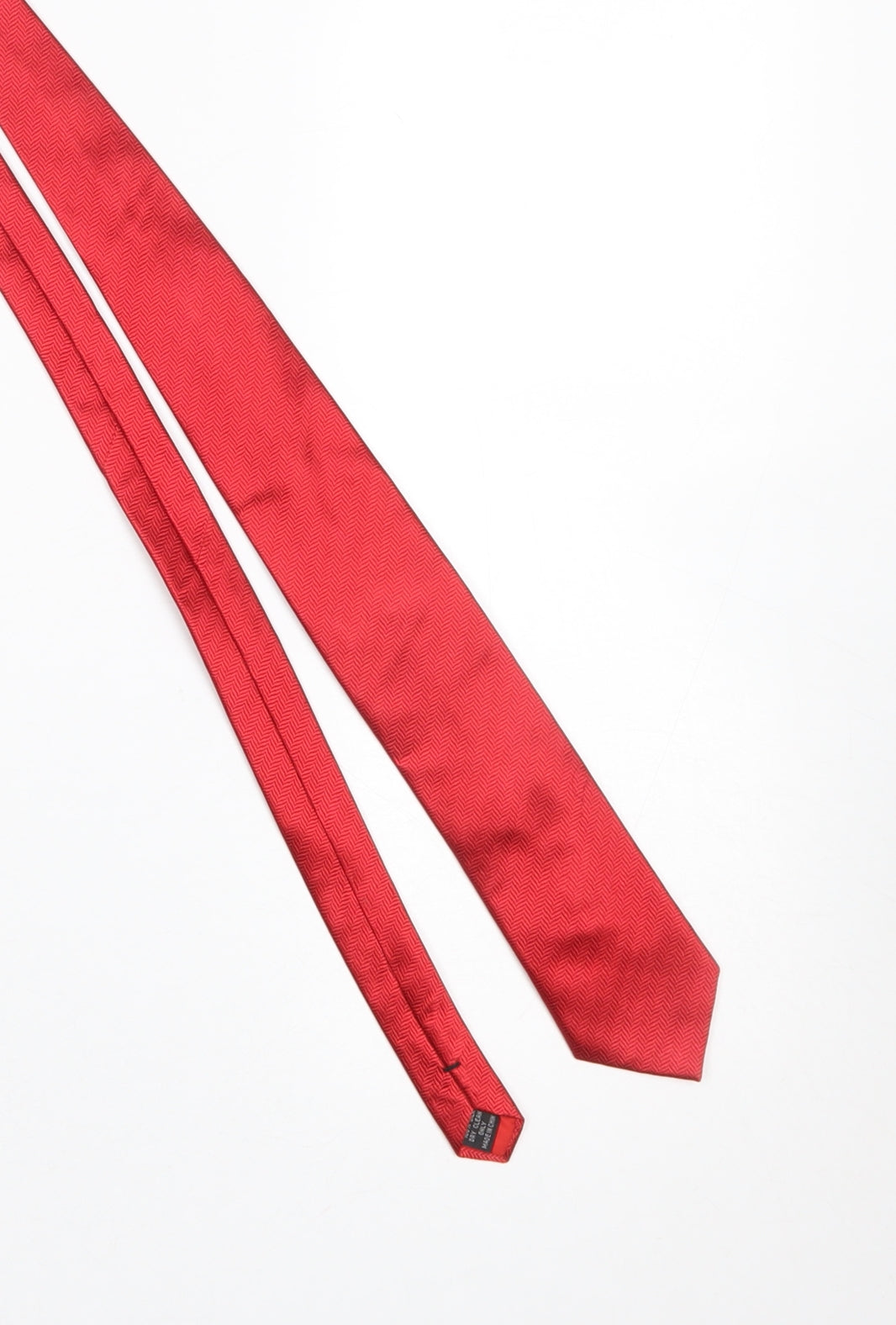 Mens Arnotts Red Herringbone 100% Silk Slim Tie