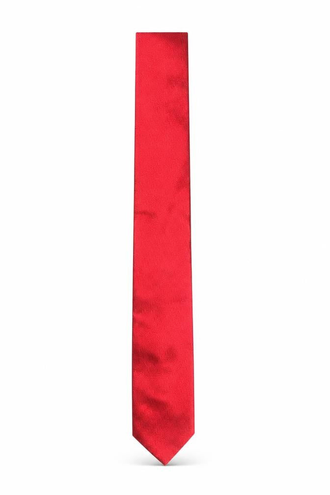 Mens Arnotts Red Herringbone 100% Silk Slim Tie