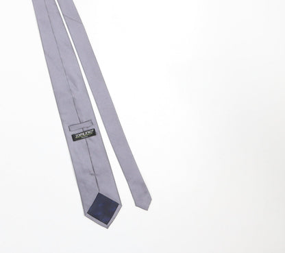 Mens Soprano Grey  100% Silk Slim Tie