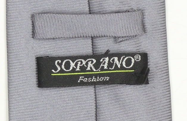 Mens Soprano Grey  100% Silk Slim Tie