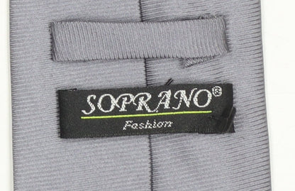 Mens Soprano Grey  100% Silk Slim Tie